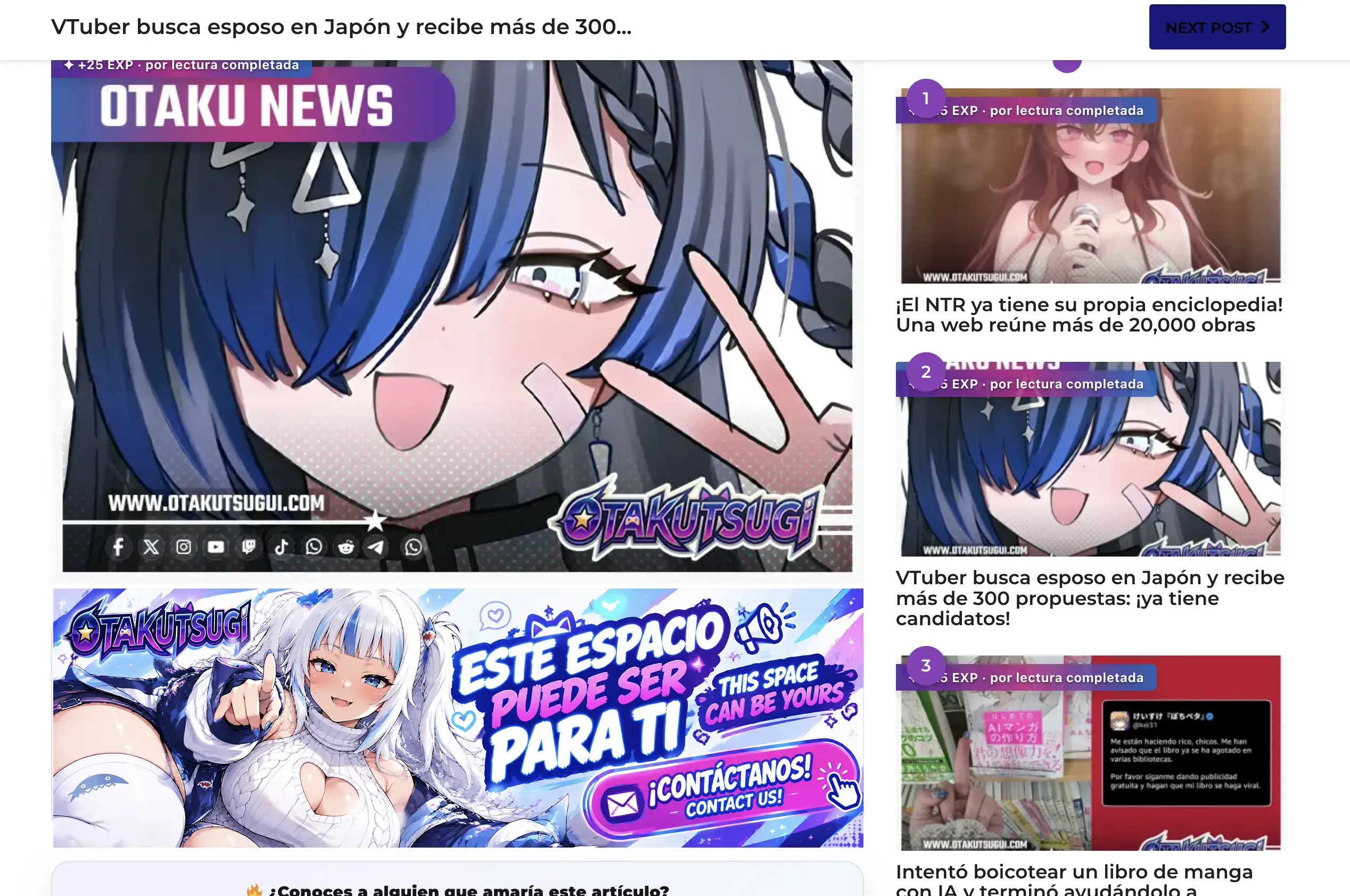 OTAKUTSUGI in-content advertising example